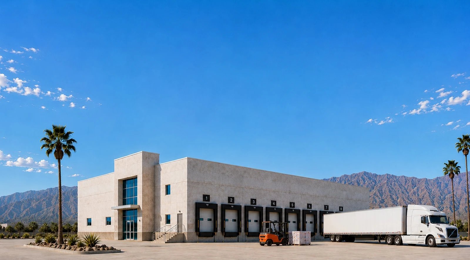 Iron Dock Logistics warehouse and loading dock in Redlands, California
